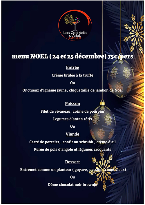 Menu de Noel Martinique Ariel