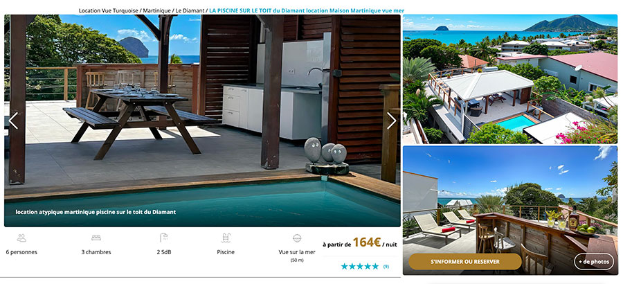 Piscine sur le toit du Diamant Martinique